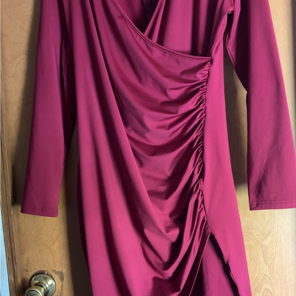 Elegant Burgundy Long Sleeve Dress